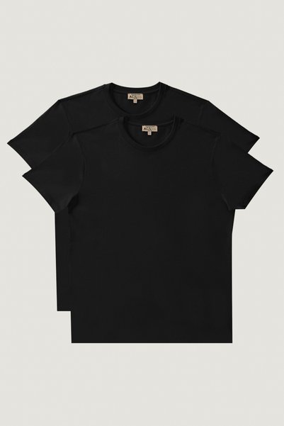 AC&Co / Altınyıldız Classics Erkek Siyah Slim Fit Dar Kesim Bisiklet Yaka %10...