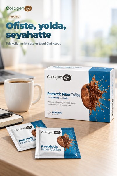 COLLAGEN LIFE Prebiyotik Lif ( İnulin ) Spirulina & Hindiba İçeren Kahve