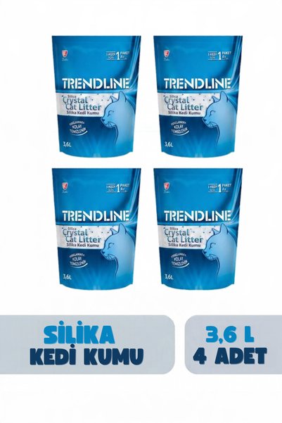 Trendline Silika Tozsuz Kristal Kedi Kumu 3,6 Lt X 4 Paket