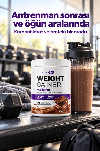 COLLAGEN LIFE Kolajen & Çikolatalı Kilo Alımını Desteklemeye Yardımcı Protein Tozu