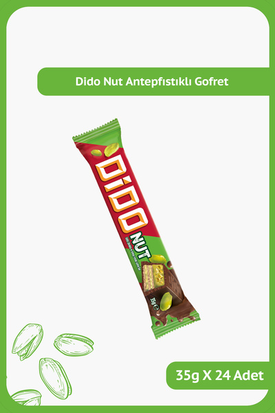 Ülker DİDO Nut Antep Fıstıklı - Sütlü Çikolata Kaplı Gofret - 35 gram - 24 Adet