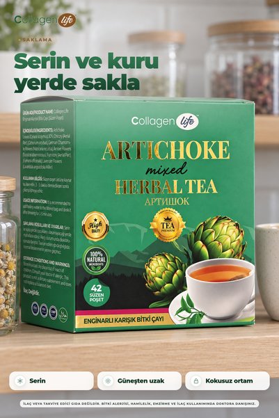 COLLAGEN LIFE Enginar Yapraklı Karışık Bitki Çayı Herbal Tea 42'li Süzen Poşet