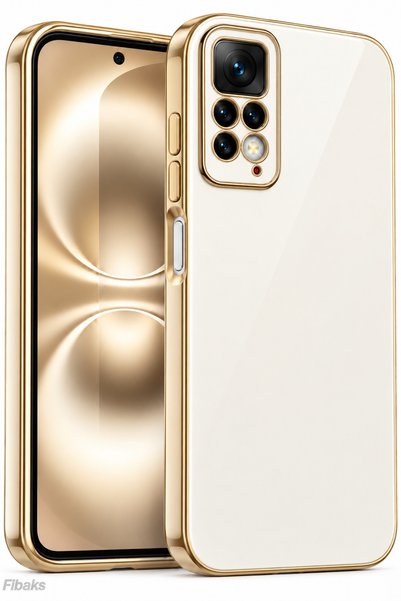 Fibaks Redmi Note 11 Pro/12 Pro 4G Kılıf Parlak Kenarlı Altın Işlemeli Kamera...