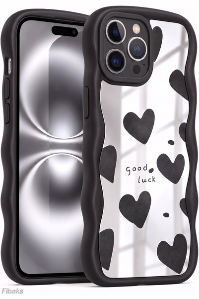 Fibaks iPhone 16 Pro Kılıf Aynalı Kalp Desenli Yumuşak Kenarlı Kamera Korumal...