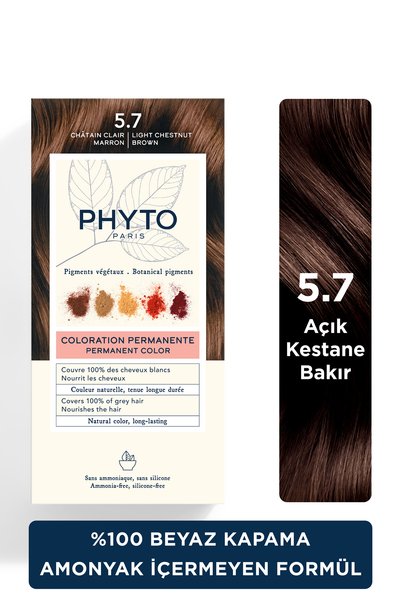 Phyto Color Amonyaksız Kalıcı Doğal İçerikli Bitkisel Saç Boyası 5.7 Açık Kes...