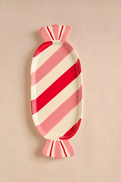Karaca New Year Candy Twist Pink Kayık Tabak 32,5 cm