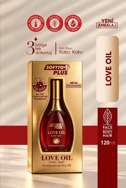 Softto Plus Love Oil / Saç ve Cilt Bakım Yağı 120 ML / Gün Boyu Etkileyici Ko...