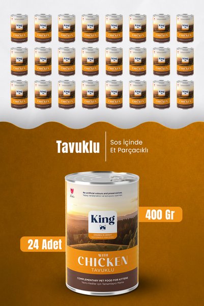 King Tavuk Etli Yavru Kedi Konservesi 400 gr*24 Adet