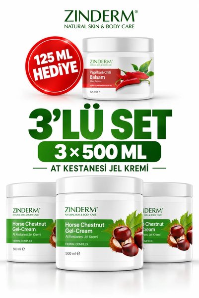 zinderm At Kestanesi Jeli, Masaj Kremi 500 ml ( 3 Adet X 500 ml )