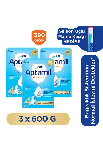 Aptamil 4 Prebiyotikli Çocuk Devam Sütü 1+ Yaş 600 x 3 Adet 1800 Gr