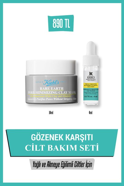 Kiehl's GÖZENEK KARŞITI CİLT BAKIM SETİ - Arındırıcı Kil Maskesi, Salisilik A...