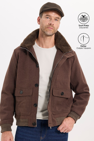 Tudors Men's Relax Fit Comfortable Cut Fur Collar Lined Pocket Zipper and But...