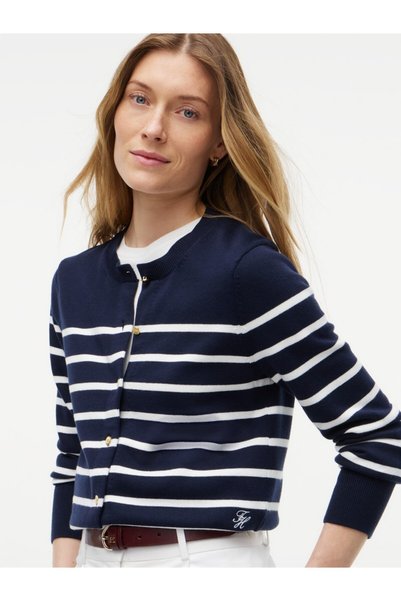 Tommy Hilfiger GOLD BUTTON STP Πουλόβερ Ζακέτα WW0WW51583 Breton Stp Σκούρο Μ...