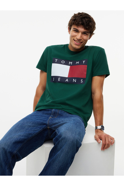 Tommy Hilfiger TJM REG BIG FLAG SS TEE EXT DM0DM22645 Βελούδινο Πράσινο