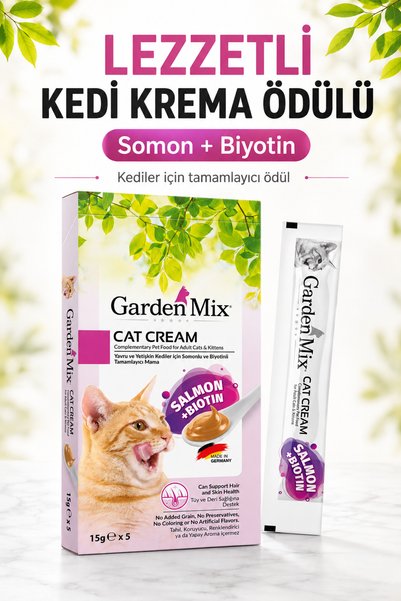 Gardenmix Garden Mix Kedi Kreması Somon+Biotin 15 gr x 5 Adet Kedi Ödül Maması
