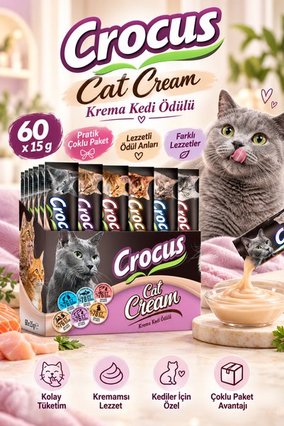 Crocus Multıpack60 6 Çeşit Krema Kedi Ödülü 900gr (60x15gr)