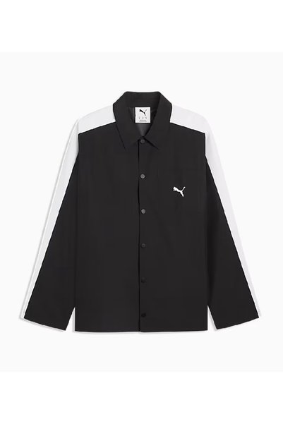 Puma T7 Relaxed Woven Overshirt Erkek Siyah Gömlek