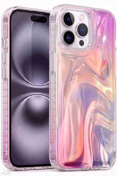 Fibaks iPhone 14 Pro Max Kılıf Rüya Shine Saten Dokulu Renk Geçişli Hologram ...