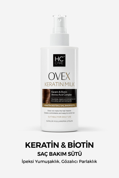 HC Care Ovex Keratin & Biotin Saç Bakım Sütü - Onarıcı, Isı Koruyucu, Kolay T...