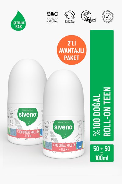 Siveno %100 Doğal Roll-On Teen Girl Genç Kız Deodorant Ter Kokusu Önleyici Bi...