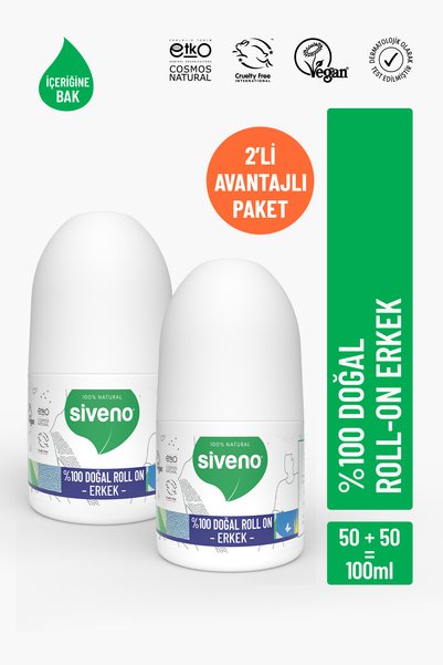 Siveno %100 Doğal Roll On Erkek Deodorant Ter Kokusu Önleyici Leke Bırakmayan...