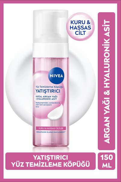 NIVEA Yatıştırıcı Yüz Temizleme Köpüğü 150ml, Kuru ve Hassas Cilt, Argan Yağı...