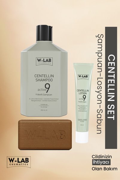 W-Lab Cosmetics Centellin Set Şampuan - Losyon - Sabun / Egzama, Pullanma, Se...