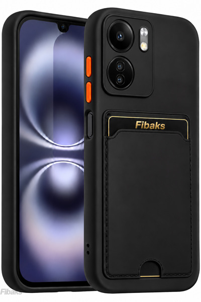 Fibaks Redmi 13C Kılıf Kamera Korumalı Arkası Kartlıklı Cüzdanlı Tuşlu Siyah ...