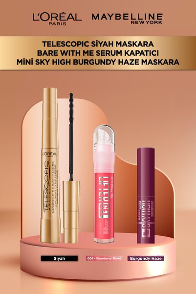 L'Oreal Paris Telescopic Gold Siyah Maskara & Lifter Gel Parlak Nemlendirici ...