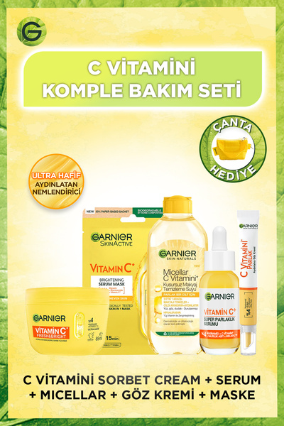 Garnier C Vitamini Aydınlatıcı Komple Bakım Seti - Yüz Kremi, Serum, Göz Krem...
