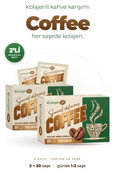 COLLAGEN LIFE Kolajenli Kahve Karışımı Coffee Powder - Hindiba, Garsinya ve Ç...