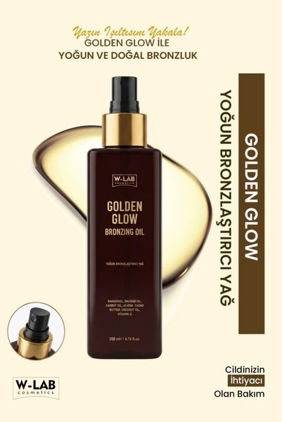 W-Lab Cosmetics Golden Glow Yoğun Bronzlaştırıcı Yağ 200 Ml