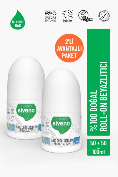 Siveno %100 Doğal Roll-On Beyazlatıcı Etkili Deodorant Ter Kokusu Önleyici Bi...