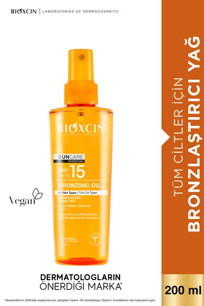 Bioxcin Sun Care Bronzlaştırıcı Yağ 15 Spf 200 ml - Kakao Yağı Havuç Yağı 15 Spf
