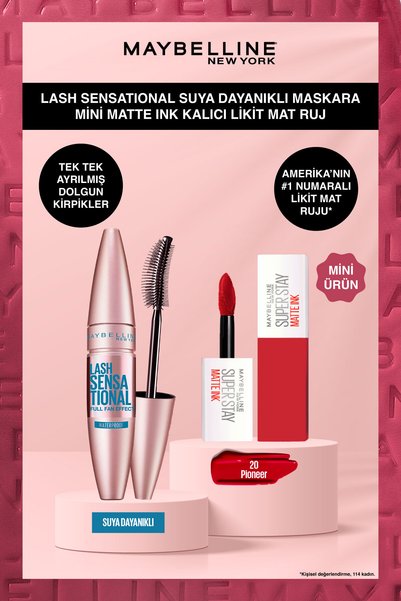 Maybelline New York Lash Sensational Yelpaze Etkili Suya Dayanıklı Siyah Mask...