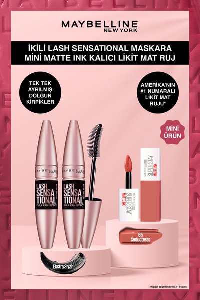 Maybelline New York 2'li Lash Sensational Ekstra Siyah Maskara+ Mini Super St...