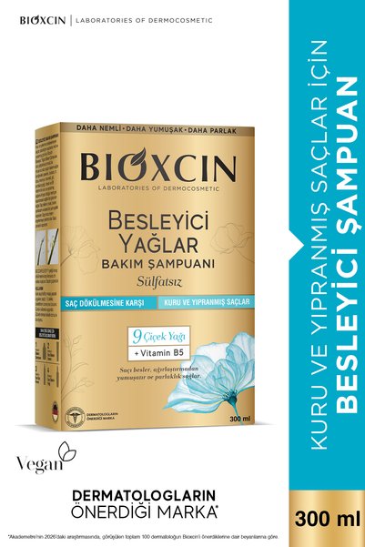 Bioxcin Besleyici Yağlar Yoğun Bakım Şampuanı 300 ml - Sülfatsız, İşlem görmüş, Yıpranmış Saçlar İçin