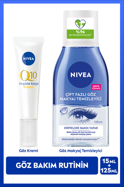NIVEA Göz Makyaj Temizleyici 125ml ve Kırışıklık Karşıtı Göz Bakım Kremi 15ml