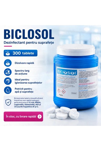 Biclosol Tablete dezinfectante pe bază de clor pentru piscine, fântâni și div...