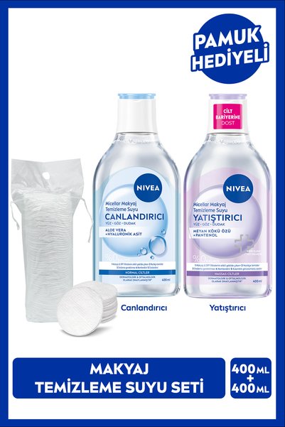 NIVEA Micellar Suya Dayanıklı Makyaj Temizleme Suyu Seti, Canlandırıcı ve Yat...