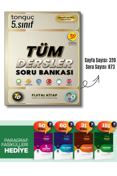 Tonguç Yayınları 5. Sınıf Tüm Dersler Soru Bankası Tonguç ve 4 Paragraf Soru ...