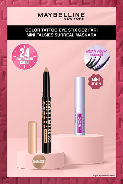 Maybelline New York Color Tattoo 24H Eye Stix Göz Farı - Courageous & Mini Fa...