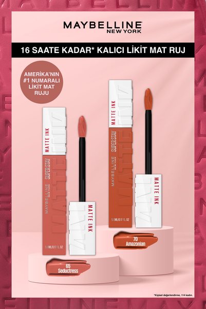 Maybelline New York Super Stay Matte Ink Likit Mat Ruj - 65 Seductress - Nude...