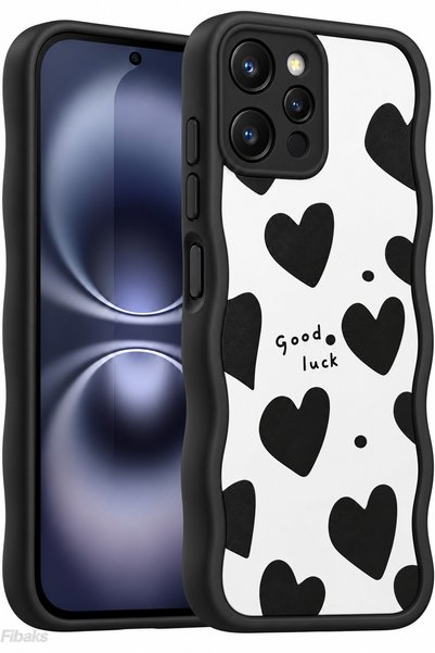 Fibaks غطاء حماية من السيليكون لهاتف Redmi 12 مع نمط قلب عاكس وحواف ناعمة لحم...