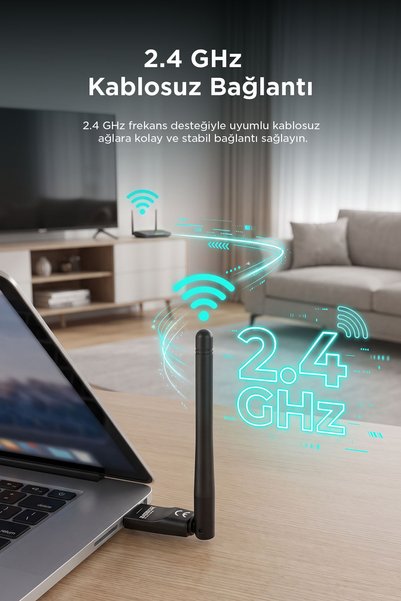Everest EWN-212 150Mbps 2.4GHz 2dBi MT7601 Chipset Wifi Usb Kablosuz Adaptör