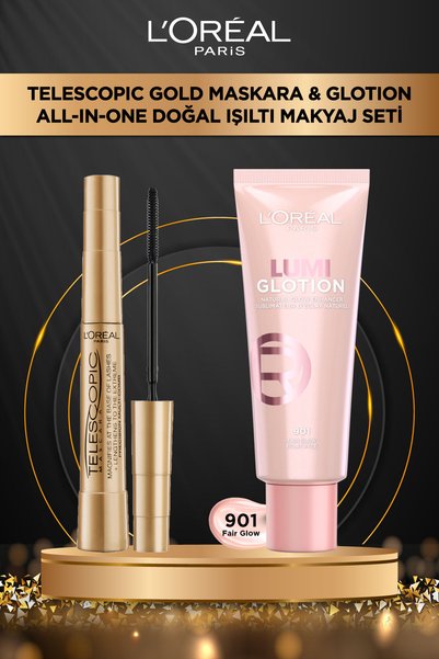 L'Oreal Paris Telescopic Maskara & Glotion All-in-one Doğal Işıltı 901 Makyaj...