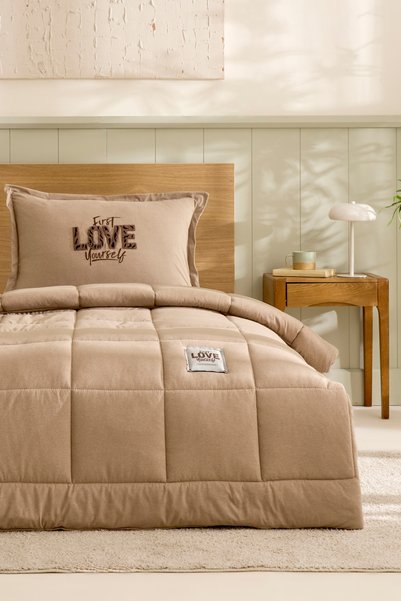 Karaca Home Motto Single Cotton Comfort Set Beige
