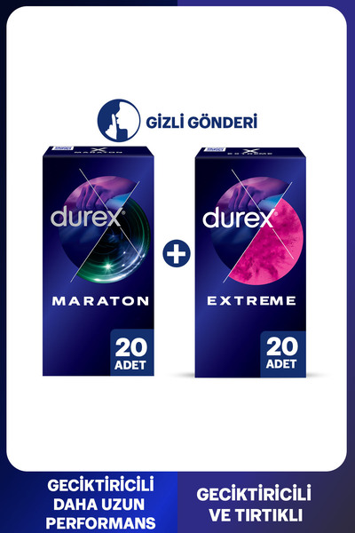 Durex Maraton Geciktiricili Prezervatif 20'li + Durex Extreme Geciktiricili v...