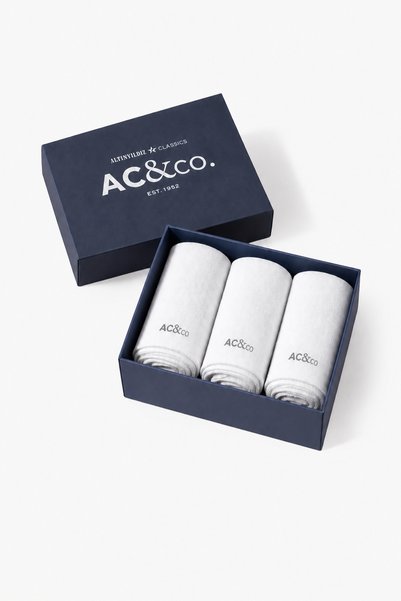 AC&Co / Altınyıldız Classics Erkek Beyaz 3 'lü Paket Soket Çorap Seti Özel He...