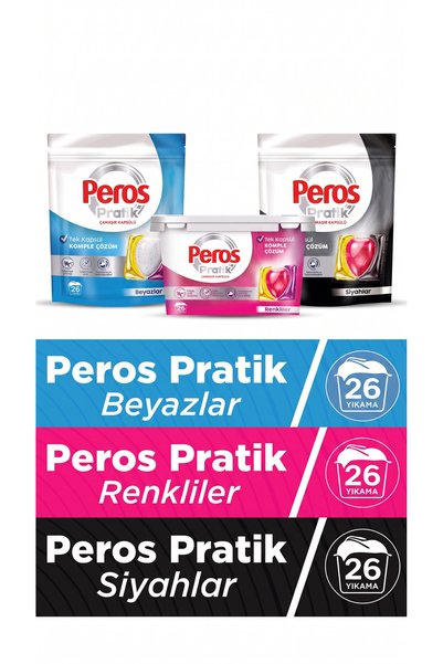 Peros Pratik Matik Çamaşır Deterjanı Kapsülü - Tableti 78 Adet (3PK*26) (Karm...